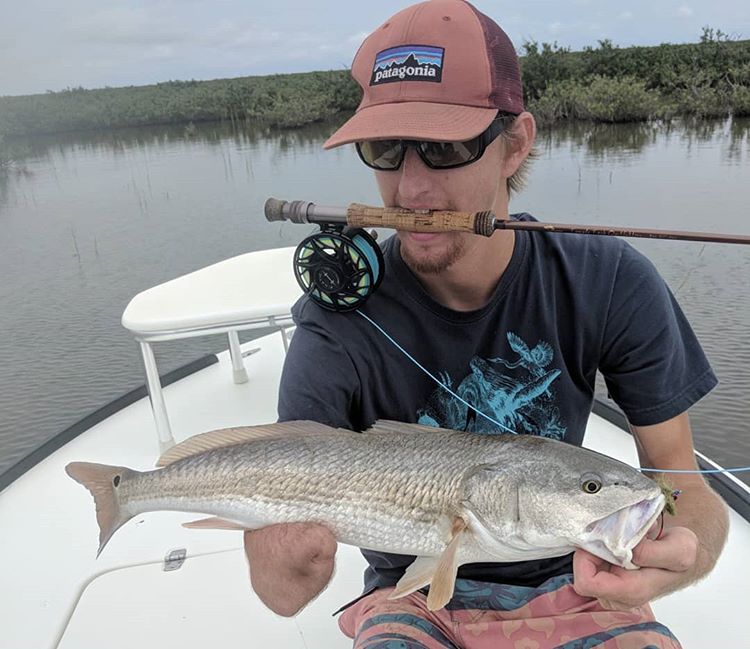 Chris Lancaster Fly fishing for redfish in Corpus Christi