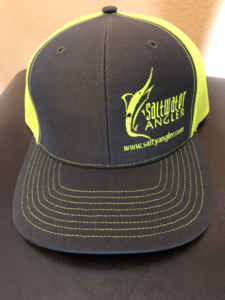 Neon Yellow and Charcoal Salty Angler Snapback Hat – Saltwater