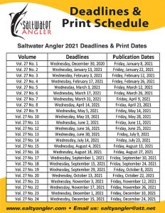 Saltwater Angler Print Dates & Deadlines