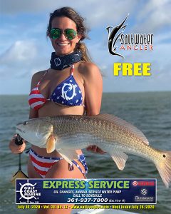 Andrea Hartley with a 29 inch redfish in Corpus Christi, Texas