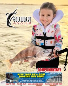 Caleena Alaniz with a 13 inch speckled trout on live shrimp while fishing at the Boat Hole.