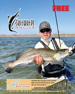 Angler Edward Costley with a King Ranch shoreline speck caught on a Paul Brown “Closing Night” soft plastic. Catch logged on March 31, 2022