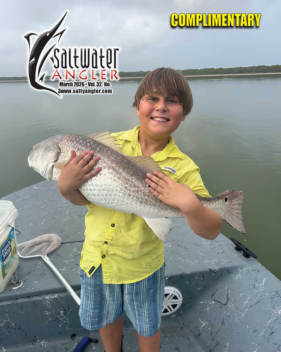 Kain Myakishev with a hefty redfish in Corpus Christi caught with live shrimp